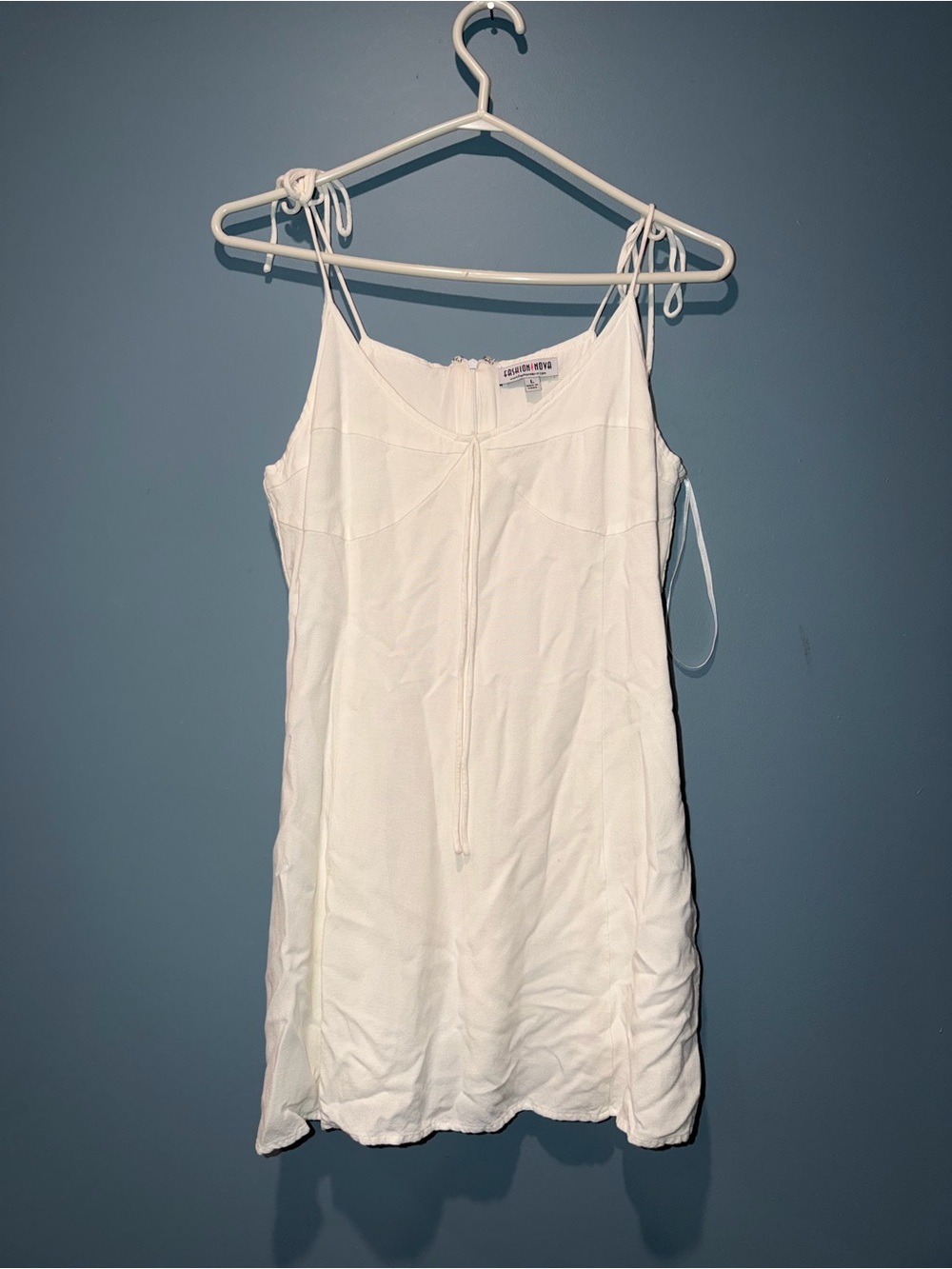 Fashion Nova White Tie-Shoulder Slip